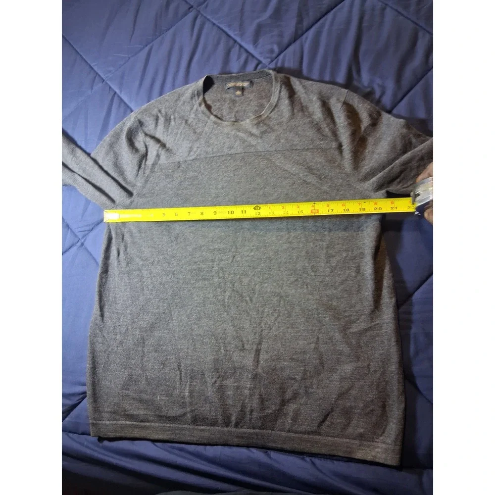 Banana Republic Mens Extra Fine Merino Wool Crewneck Sweater Gray Large